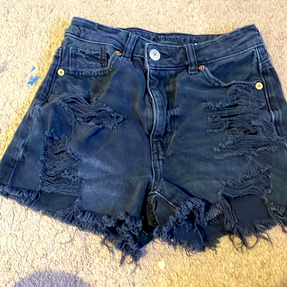 Black ripped jeans shorts